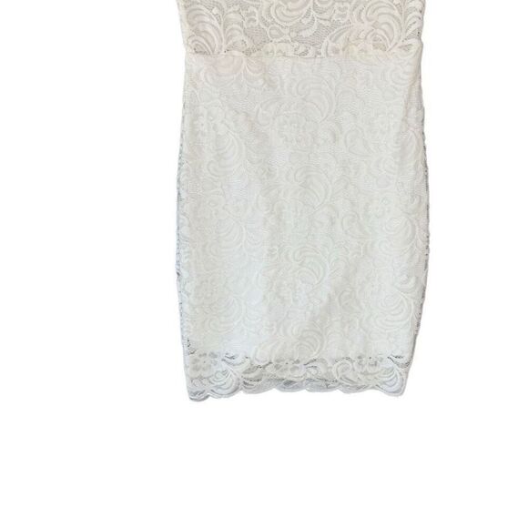 New Ci Sono Off White Lace Floral Spring Dress Lined Bodycon Mini Women Medium - Picture 7 of 8
